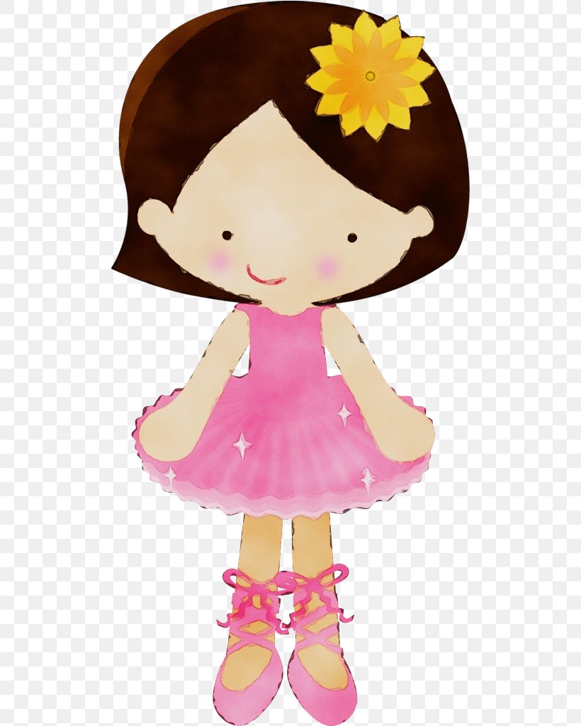 Cartoon Pink Clip Art Footwear Doll, PNG, 507x1024px, Watercolor, Brown Hair, Cartoon, Doll, Footwear Download Free