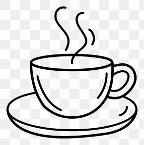 Coffee Cup - Simple Line Drawing Of A Steaming Coffee Cup PNG