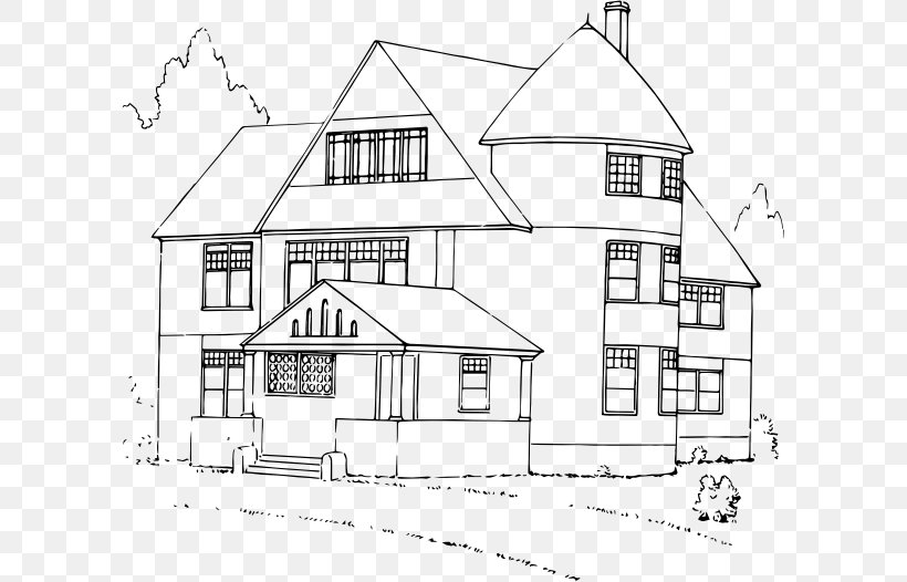 House Drawing Clip Art, PNG, 599x526px, House, Architecture, Area, Artwork, Black Download Free