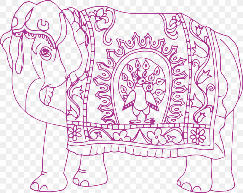 Indian Elephant, PNG, 3000x2389px, Drawing, Cartoon, Character, Clothing, Creativity Download Free