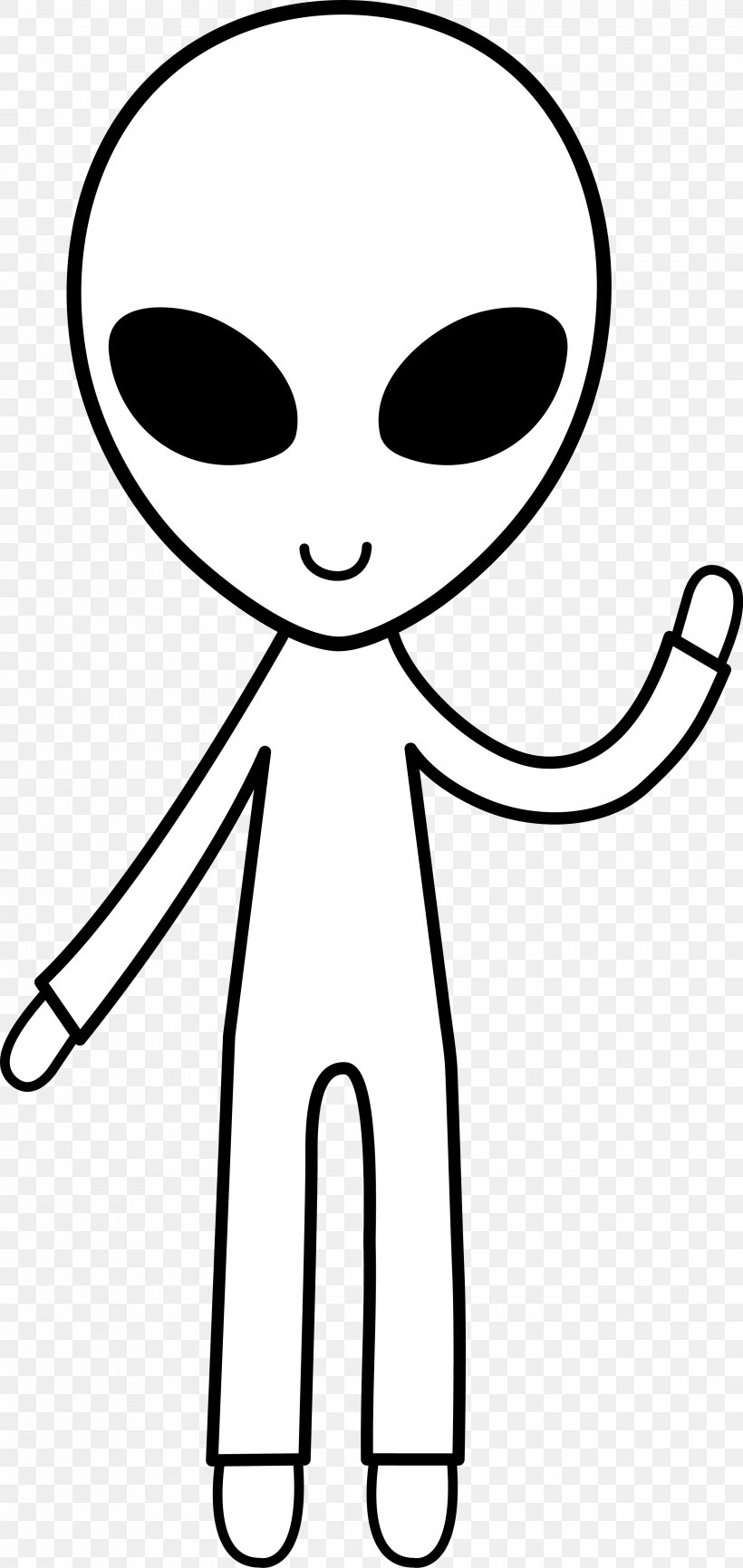 Alien Extraterrestrial Life Black And White Cartoon Clip Art, PNG, 2540x5367px, Watercolor, Cartoon, Flower, Frame, Heart Download Free