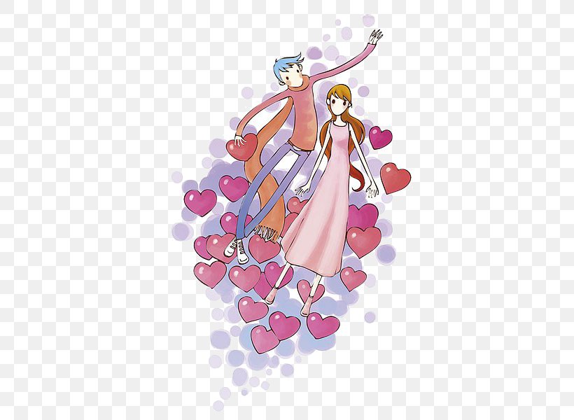 Cartoon Significant Other Couple Illustration, PNG, 439x600px, Watercolor, Cartoon, Flower, Frame, Heart Download Free