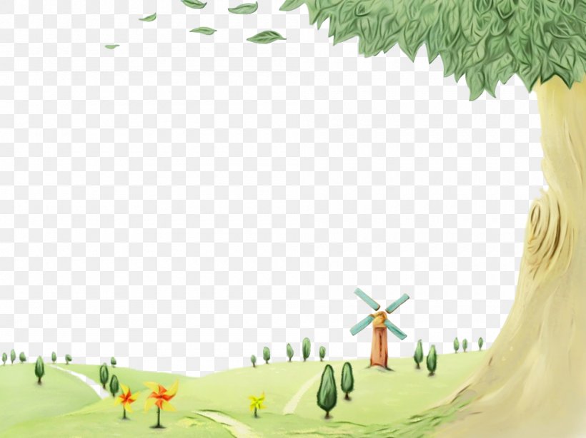Green Nature Tree Cartoon Grass, PNG, 1000x749px, Watercolor, Cartoon,  Ecoregion, Grass, Grassland Download Free