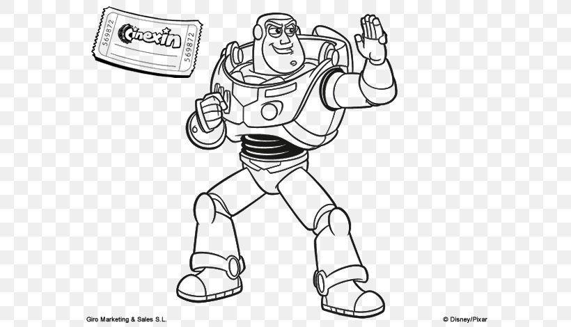 Buzz Lightyear Line Art Drawing Coloring Book Image, PNG, 600x470px, Buzz Lightyear, Area, Arm, Artwork, Black And White Download Free