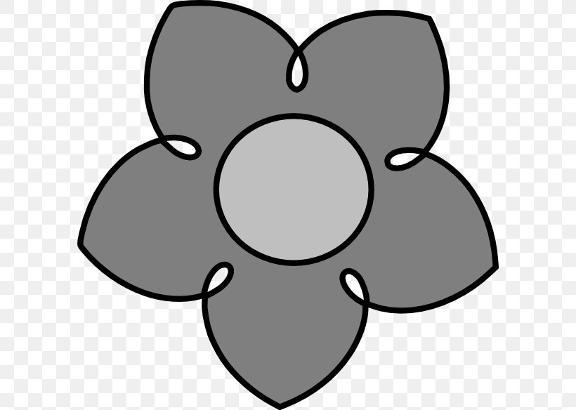Flower Grey Clip Art, PNG, 600x584px, Flower, Area, Artwork, Black, Black And White Download Free