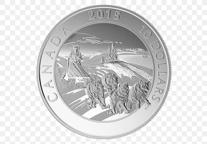 Dollar Coin Silver Dog Canada, PNG, 570x570px, Coin, Black And White, Canada, Currency, Dog Download Free
