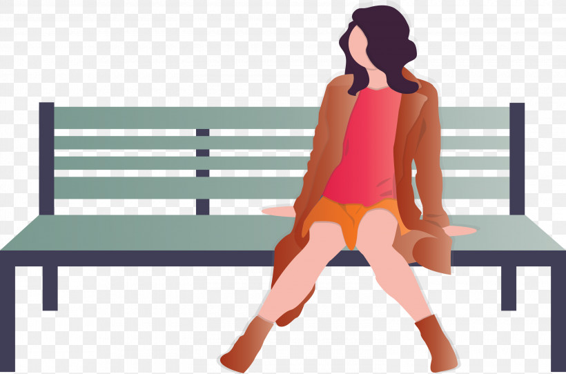 Park Bench Girl, PNG, 3000x1984px, Park Bench, Animation, Bench, Furniture, Girl Download Free