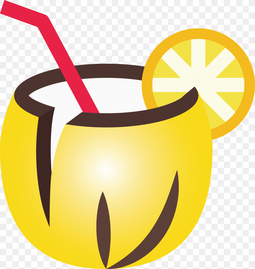 Coconut Cocktail, PNG, 2841x3000px, Coconut Cocktail, Emoticon, Smile, Yellow Download Free