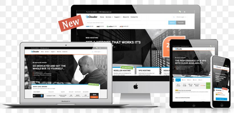 Responsive Web Design Template Web Hosting Service Cloud Computing, PNG, 2457x1188px, Responsive Web Design, Bootstrap, Brand, Cloud Computing, Colocation Centre Download Free