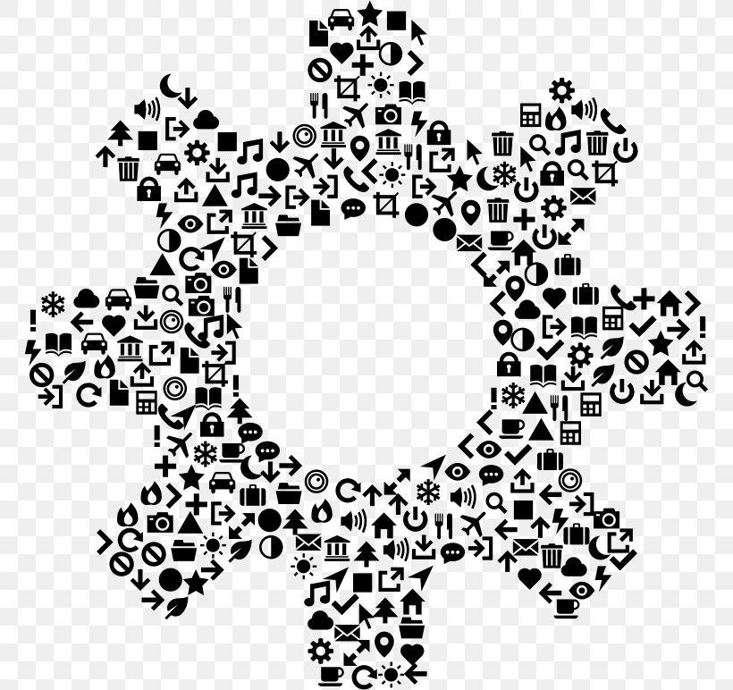 Gear Icon Design Clip Art, PNG, 766x772px, Gear, Area, Black, Black And White, Drawing Download Free