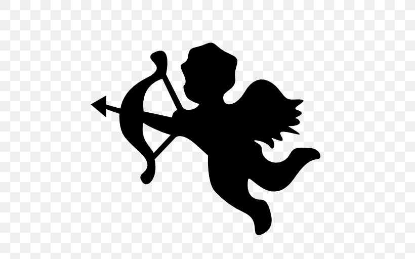 Cupid Heart Silhouette, PNG, 512x512px, Cupid, Black, Black And White, Drawing, Fictional Character Download Free
