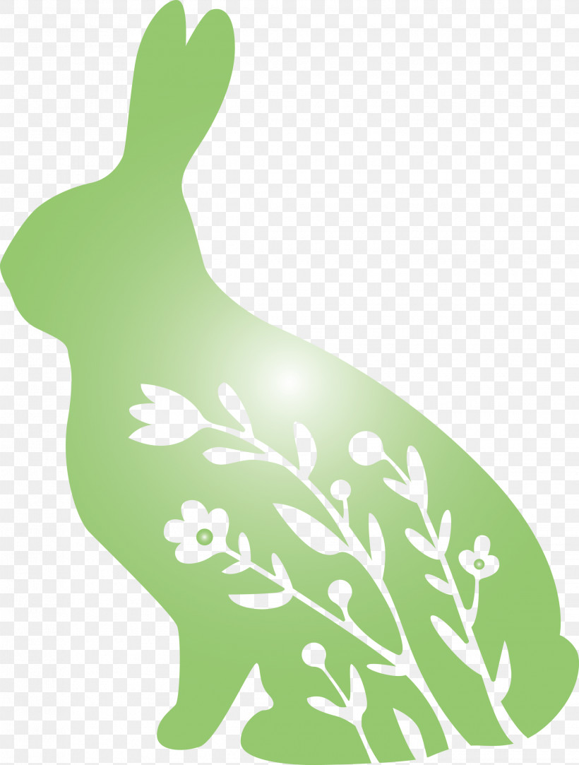 Floral Bunny Floral Rabbit Easter Day, PNG, 2270x3000px, Floral Bunny, Animal Figure, Easter Day, Floral Rabbit, Green Download Free