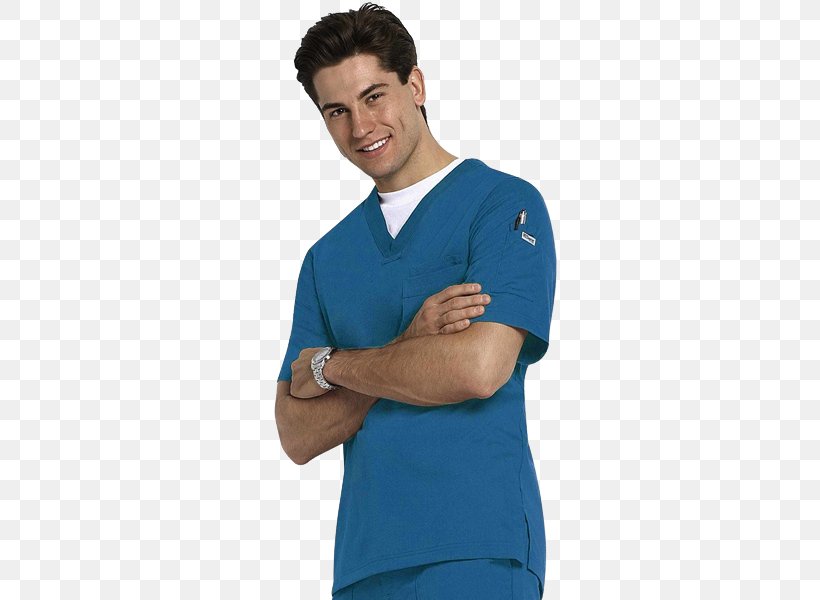 Grey's Anatomy Scrubs Clothing Nurse Uniform Top, PNG, 435x600px, Scrubs, Abdomen, Arm, Blue, Clothing Download Free