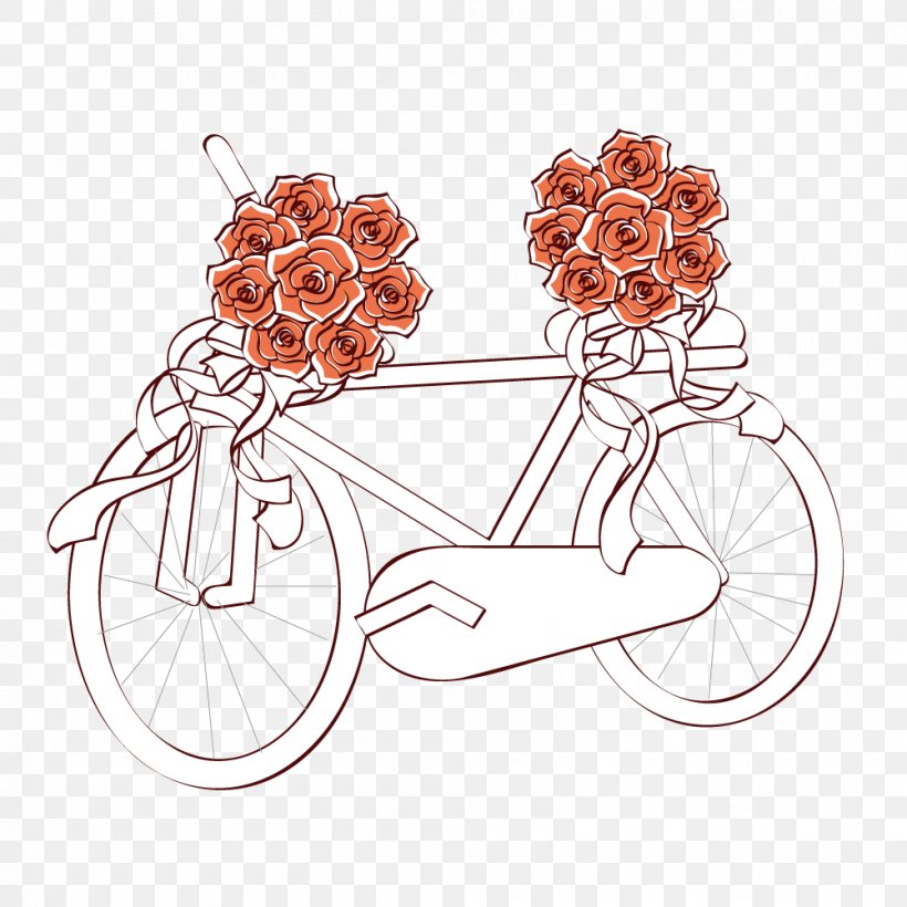 Hand-painted Flowers Vector Bike, PNG, 1001x1001px, Bicycle, Bicycle Accessory, Bicycle Brake, Bicycle Racing, Bicycle Wheel Download Free