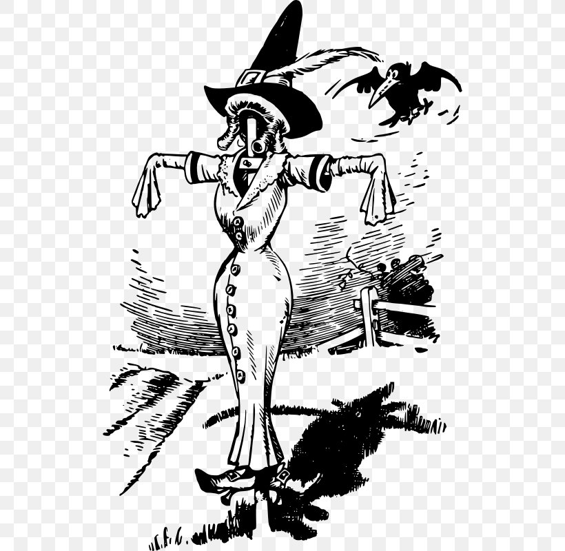 Scarecrow Black And White Clip Art, PNG, 522x800px, Scarecrow, Art, Artwork, Black And White, Carnivoran Download Free