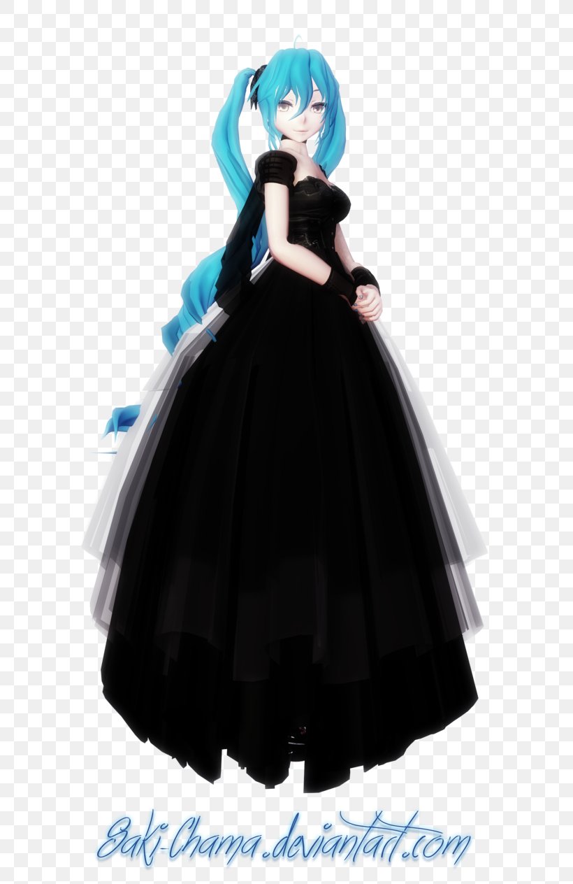 Hatsune Miku Dress MikuMikuDance Gown Kaito, PNG, 632x1264px, Watercolor, Cartoon, Flower, Frame, Heart Download Free