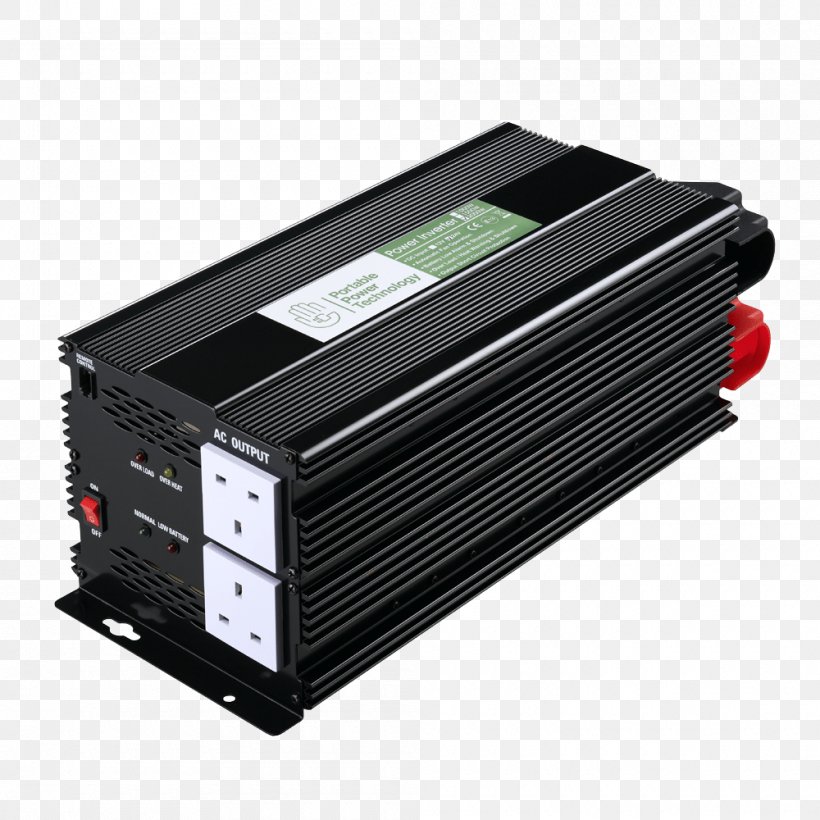 Power Inverters Solar Inverter Direct Current Electric Power Alternating Current, PNG, 1000x1000px, Power Inverters, Ac Adapter, Alternating Current, Battery Charger, Computer Component Download Free