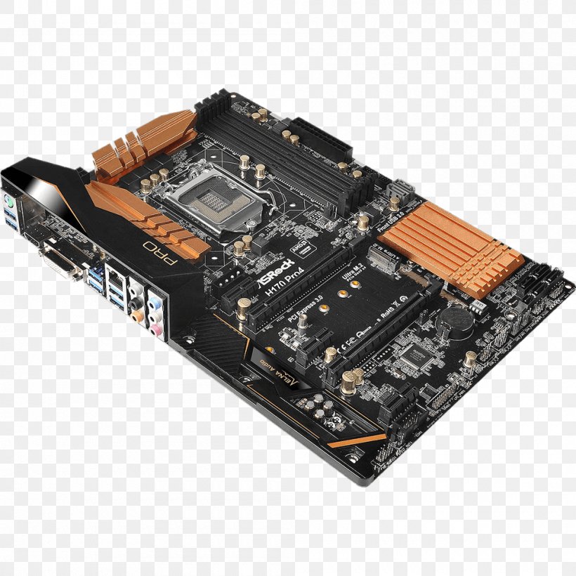 Intel Motherboard Sound Cards & Audio Adapters ASRock H170 Pro4 DDR4 SDRAM, PNG, 1000x1000px, Intel, Asrock, Asus, Chipset, Computer Component Download Free
