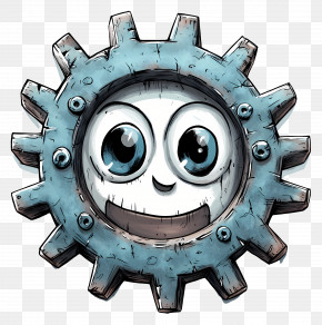 Cute Cogwheel - Cartoon Gear With A Smiling Face PNG