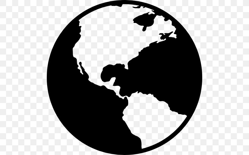 Globe World Earth, PNG, 512x512px, Globe, Black And White, Earth, Human Behavior, Icon Design Download Free