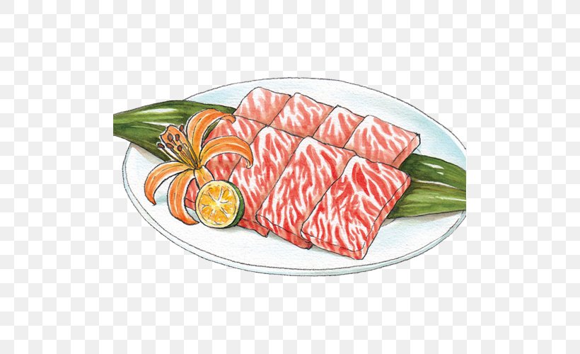 Sashimi Agneau Bresaola Meat, PNG, 500x500px, Watercolor, Cartoon, Flower, Frame, Heart Download Free