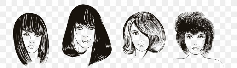Hairstyle Fashion, PNG, 2289x660px, Hairstyle, Beauty, Black And White, Brand, Computer Download Free
