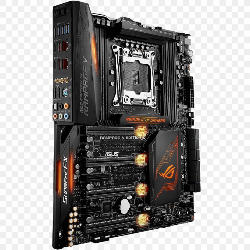 LGA 2011 Motherboard RAMPAGE V EXTREME Intel X99 Asus, PNG, 1000x1000px, Lga 2011, Asus, Asus Rog Rampage V Edition 10, Computer Accessory, Computer Case Download Free