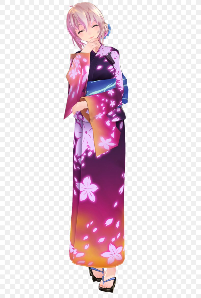 Kimono Clothing Yukata MikuMikuDance Megurine Luka, PNG, 657x1216px, Kimono, Cheongsam, Chiffon, Clothing, Costume Download Free