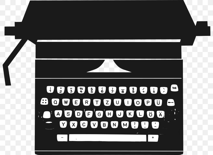 Typewriter Download Clip Art, PNG, 800x596px, Typewriter, Black, Black And White, Brand, Computer Keyboard Download Free