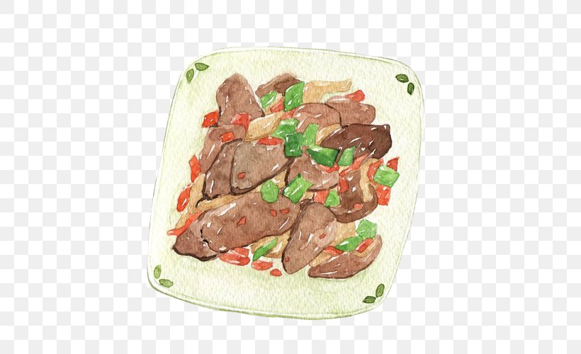 Xi An Chinese Cuisine Watercolor Painting Food Illustration, PNG, 500x500px, Xi An, Beef, Chinese Cuisine, Creative Work, Cuisine Download Free