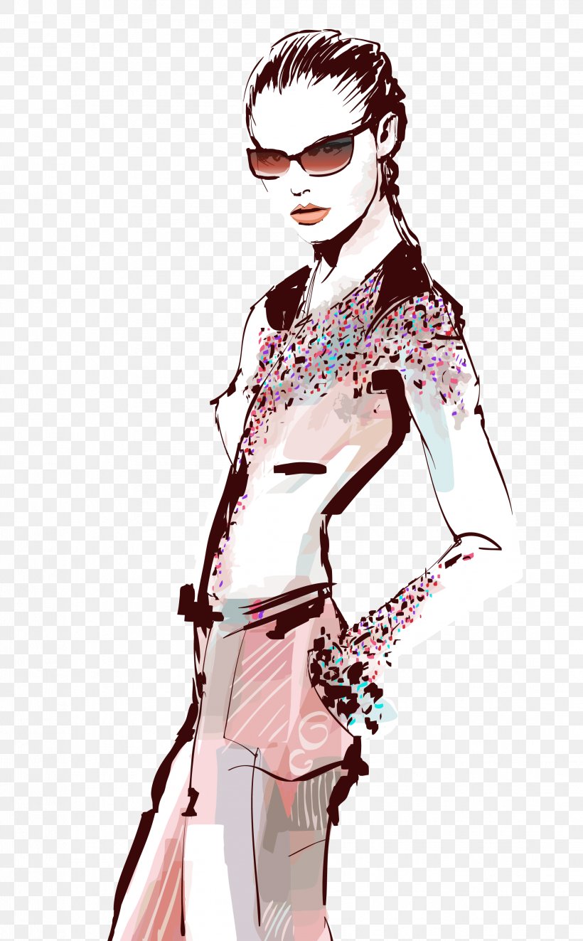 Fashion Model Euclidean Vector Drawing Illustration, PNG, 2242x3619px, Watercolor, Cartoon, Flower, Frame, Heart Download Free