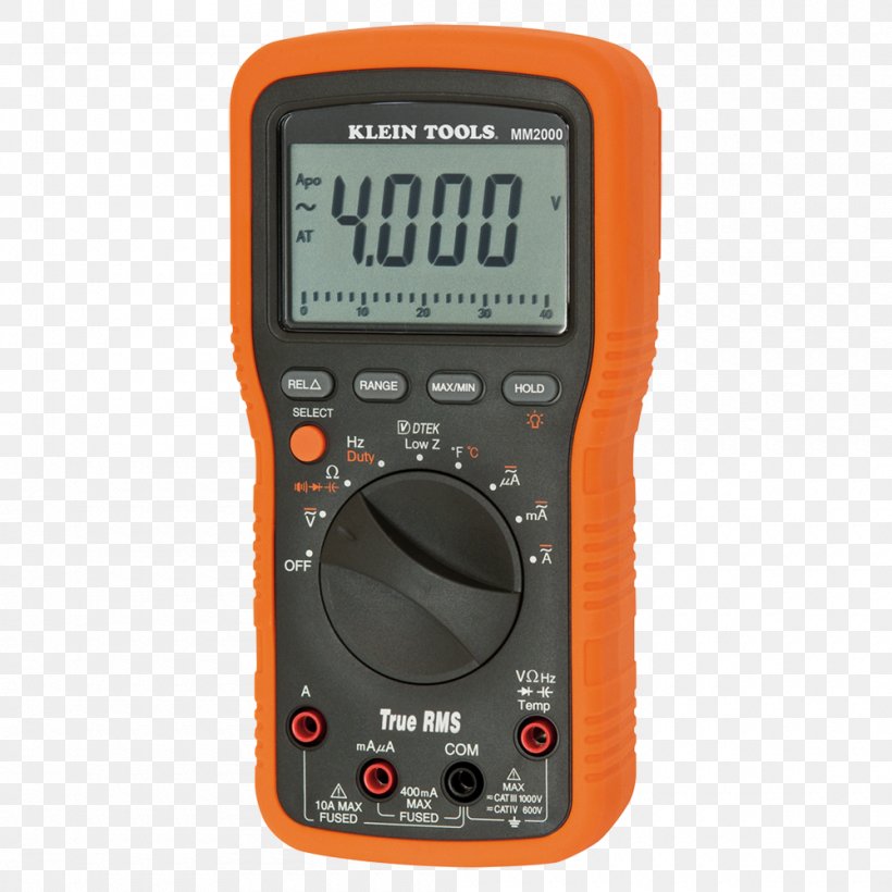 Digital Multimeter Klein Tools True RMS Converter, PNG, 1000x1000px, Multimeter, Alternating Current, Digital Multimeter, Direct Current, Electrical Impedance Download Free