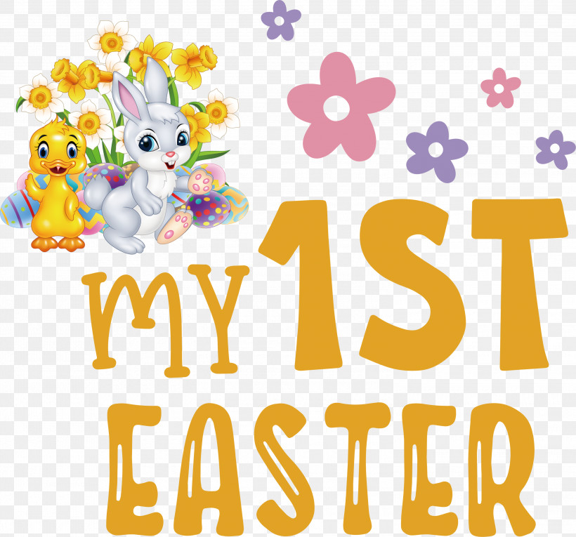 Happy Easter Day My 1st Easter, PNG, 3000x2802px, Happy Easter Day, Animal Figurine, Cut Flowers, Happiness, Line Download Free