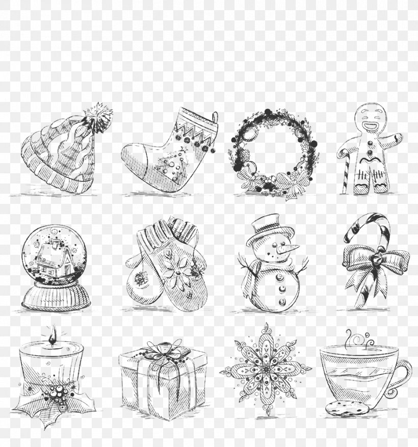 Christmas Tree Christmas Stocking Icon, PNG, 934x1000px, Christmas Tree, Artwork, Black And White, Body Jewelry, Christmas Card Download Free