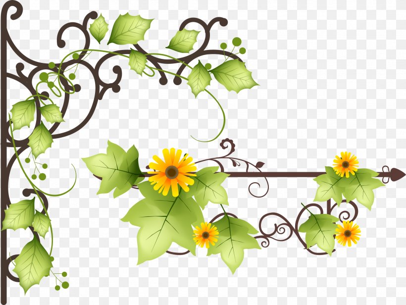 Poster Green Flower Background Element, PNG, 2292x1723px, Borders And Frames, Artificial Flower, Branch, Color, Flora Download Free