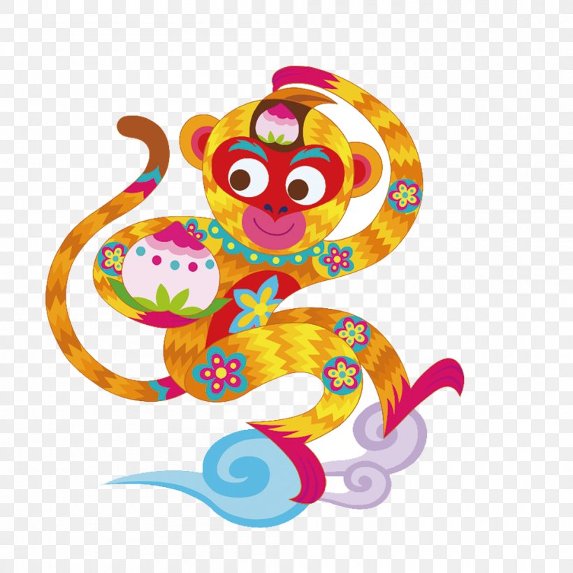 Chinese New Year Monkey Poster Papercutting, PNG, 1000x1000px, Chinese New Year, Advertising, Art, Calendar, Cartoon Download Free