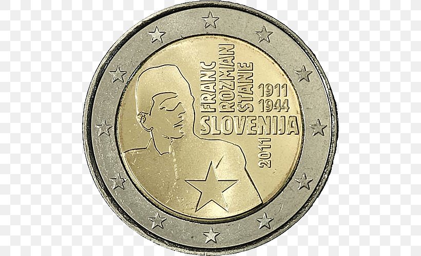2 Euro Coin Slovenian Euro Coins 2 Euro Commemorative Coins, PNG, 500x500px, 2 Euro Coin, 2 Euro Commemorative Coins, Coin, Cash, Cent Download Free