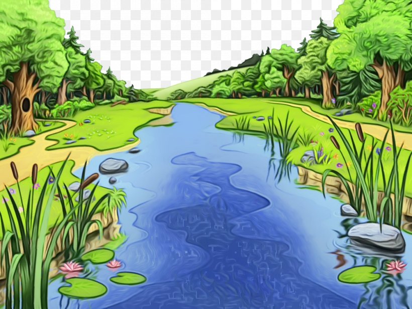 Natural Landscape Water Resources Water Vegetation, PNG, 1000x749px, Watercolor, Natural Environment, Natural Landscape, Nature, Nature