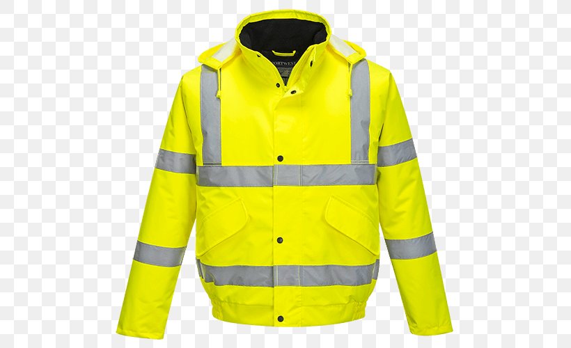 High-visibility Clothing Flight Jacket Raincoat, PNG, 500x500px, Highvisibility Clothing, Clothing, Coat, Flight Jacket, Hood Download Free