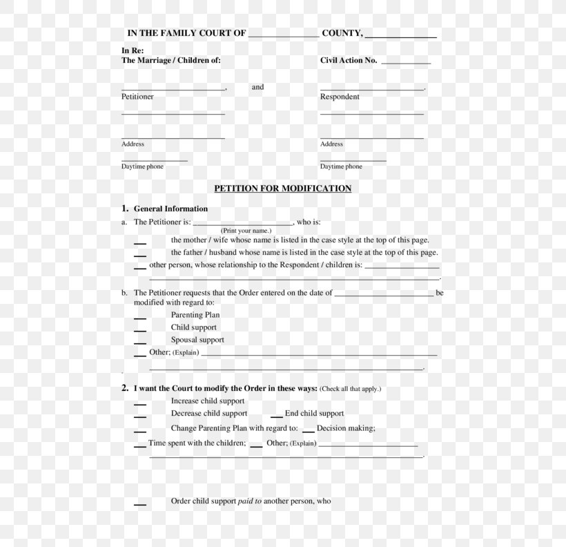 Document Paper Form Template Child Support, PNG, 612x792px, Document, Abstract, Alimony, Area, Bill Of Sale Download Free