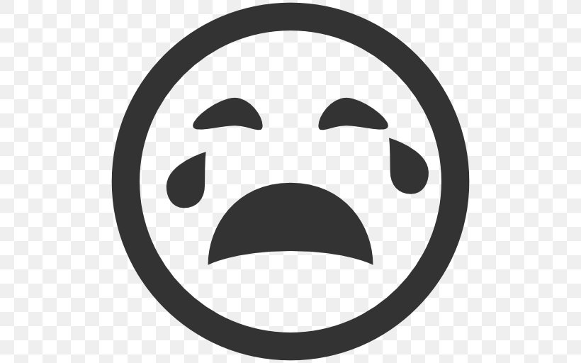 Emoticon Smiley, PNG, 512x512px, Emoticon, Black And White, Crying, Face, Facial Expression Download Free