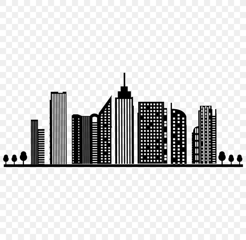 Skyline Building Silhouette City Paper, PNG, 800x800px, Skyline, Black And White, Brand, Building, Business Download Free