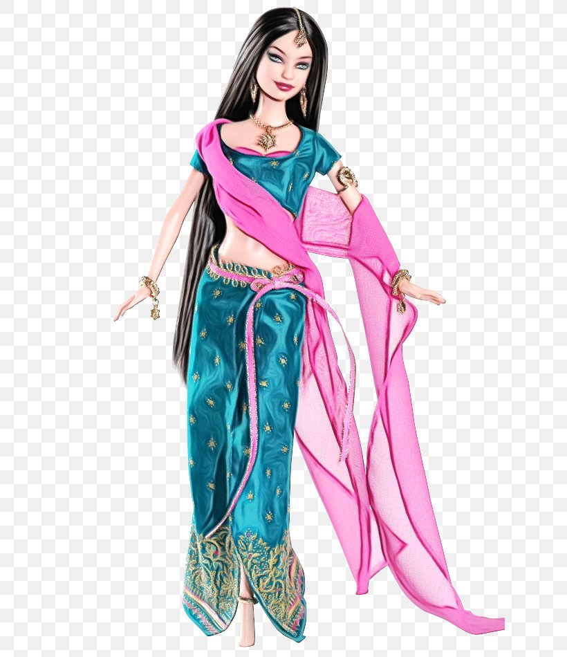 Chinese New Year Watercolor, PNG, 640x950px, Watercolor, Aqua, Barbie, Chinese New Year Barbie Doll, Clothing Download Free