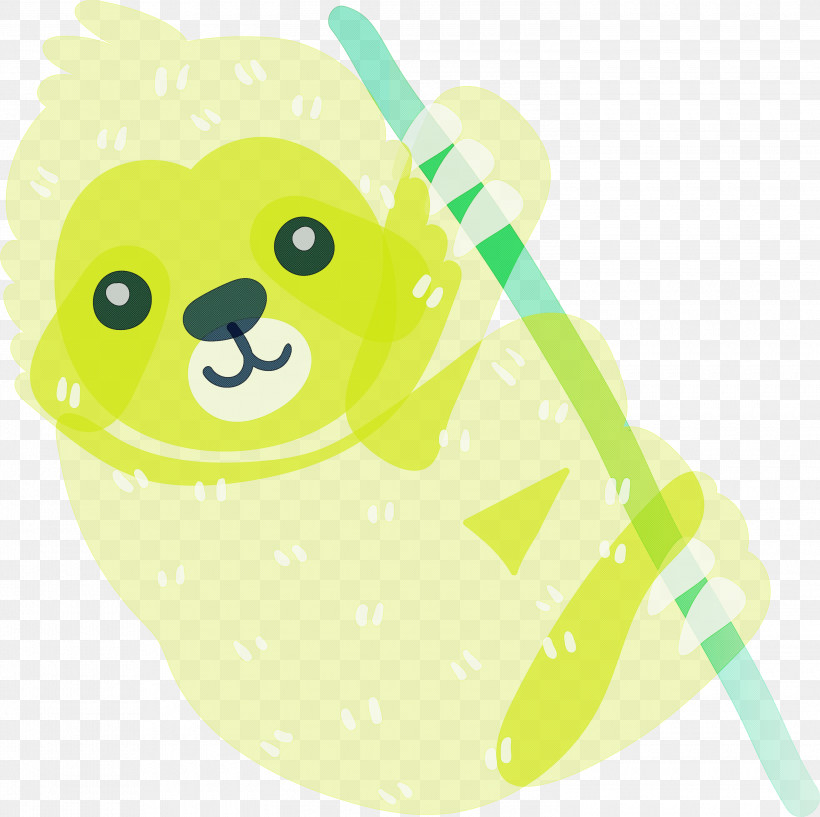 Yellow, PNG, 3000x2991px, Watercolor Sloth, Yellow Download Free