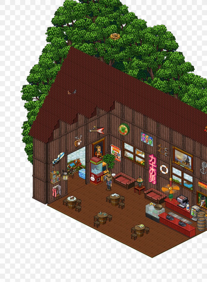 Habbo Cafe Tree House Room, PNG, 884x1200px, Habbo, Building, Cafe, Cyberpunk, Facade Download Free
