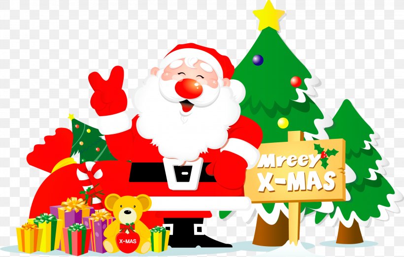 Santa Claus, PNG, 3068x1956px, Santa Claus, Cartoon, Christmas, Christmas Decoration, Christmas Eve Download Free