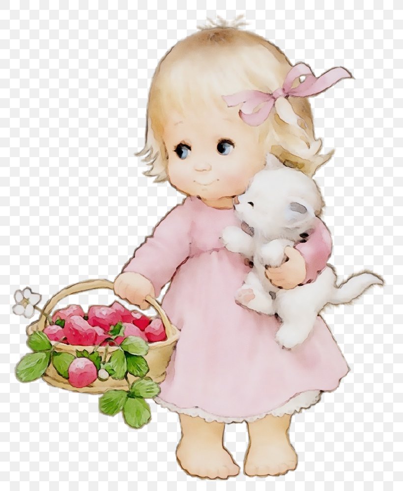 Cartoon Pink Figurine Child Toy, PNG, 800x1000px, Watercolor, Cartoon, Child, Cut Flowers, Doll Download Free