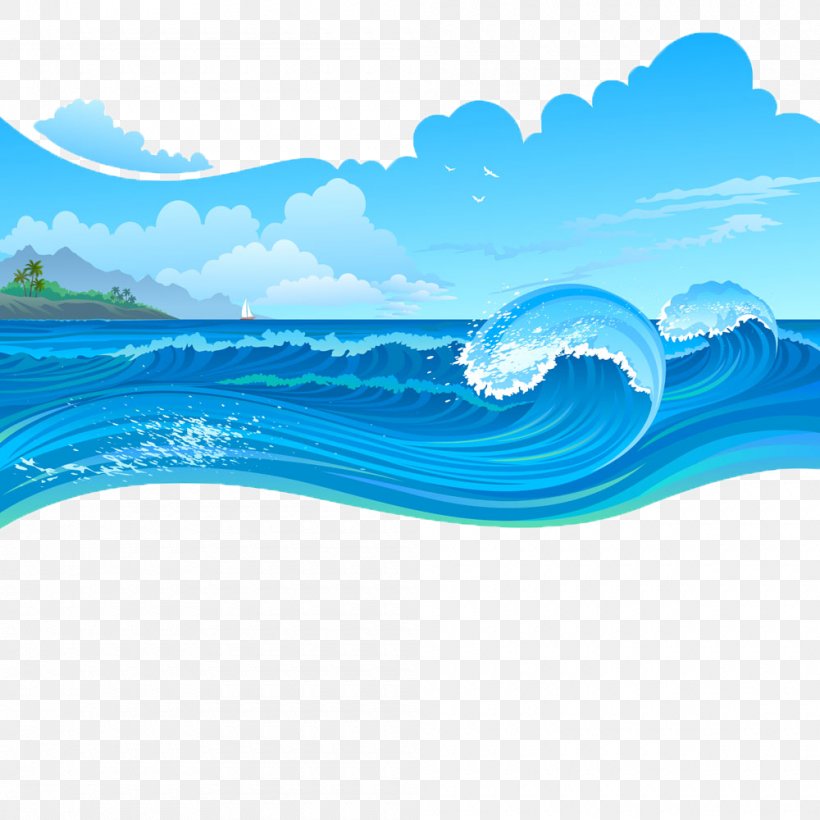 Cartoon Wave, PNG, 1000x1000px, Cartoon, Aqua, Azure, Blue, Cloud Download Free