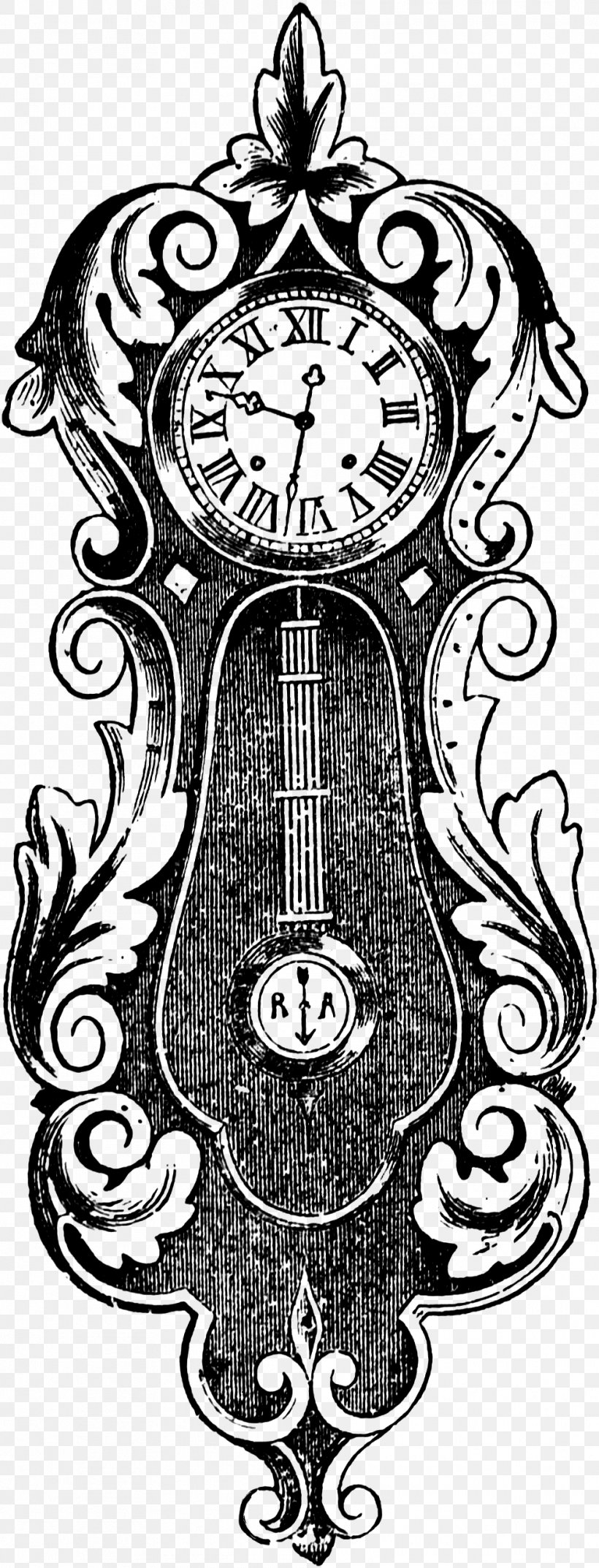 Clock Face Clip Art, PNG, 989x2590px, Clock, Alarm Clocks, Antique, Art, Black And White Download Free