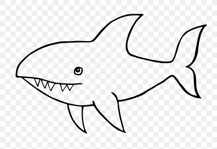 Great White Shark Drawing Line Art Clip Art, PNG, 1024x707px, Shark, Area, Art, Artwork, Beak Download Free